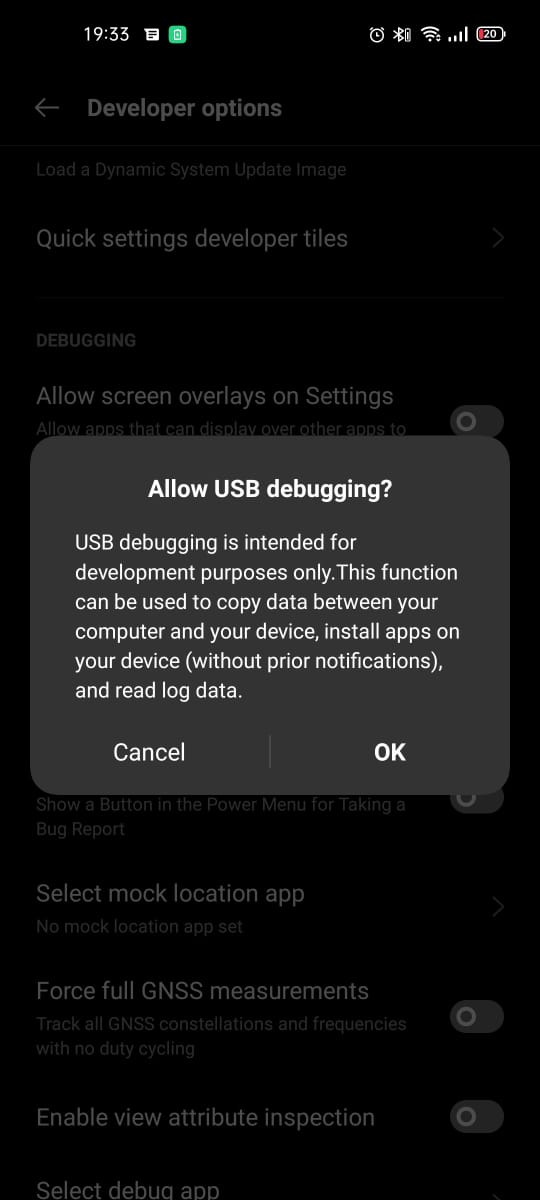 Allow USB debugging